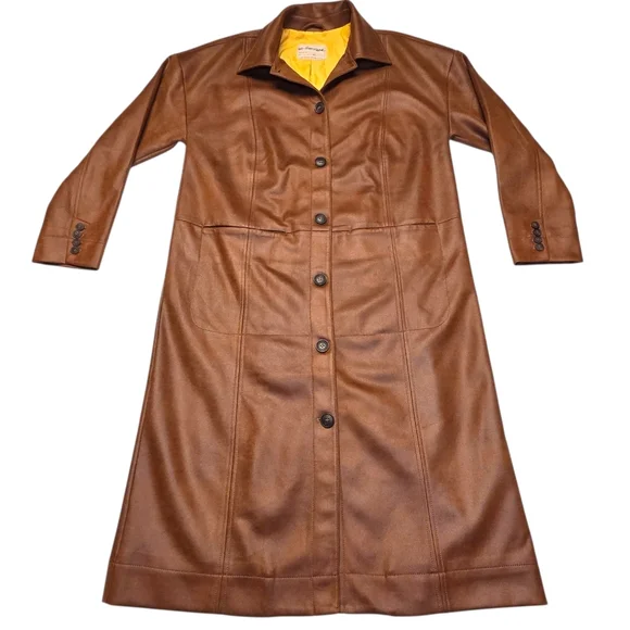 Free People Carmen Vegan Suede Duster Coat Brown Longline Oversized XS NWOT - Picture 3 of 16